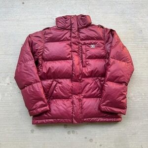 Early 2000s/Y2K DC Shoes Burgundy Red Ski Down Puffer Jacket Outdoors Sportswear